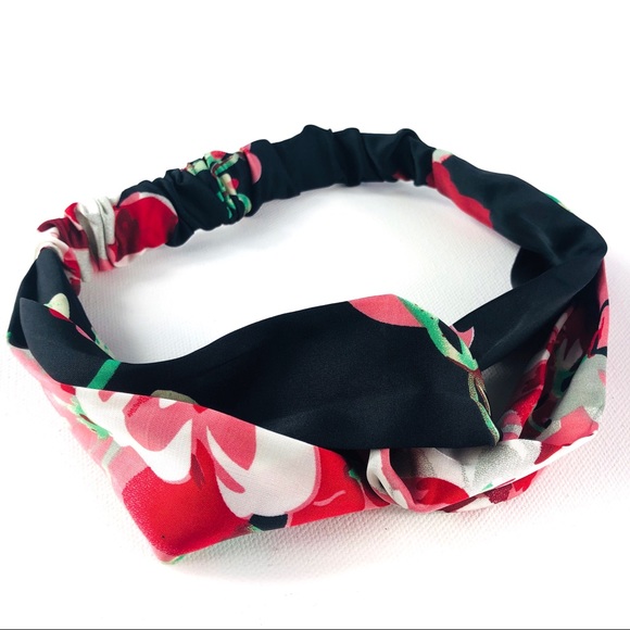 Black Boho Floral Bandeau Headband - Picture 3 of 3